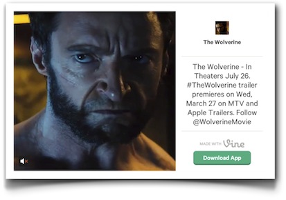 Wolverine tweaser - Click to see it in Vine