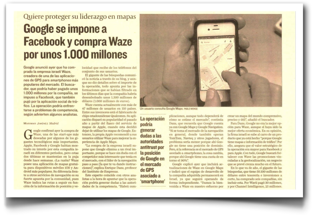 Google se impone a Facebook y compra la compañía de geolocalización social Waze - Cinco Dias