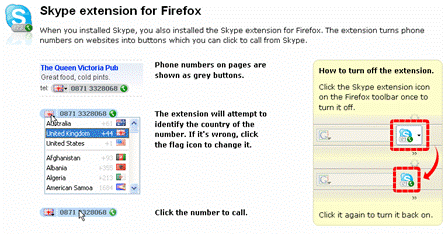 Skype extension for Firefox