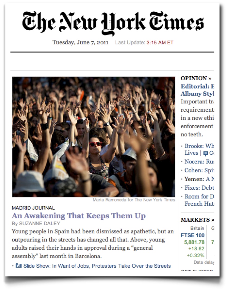 El movimiento 15M, en portada del New York Times » Enrique Dans