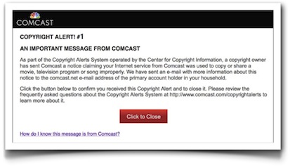 Comcast copyright alert