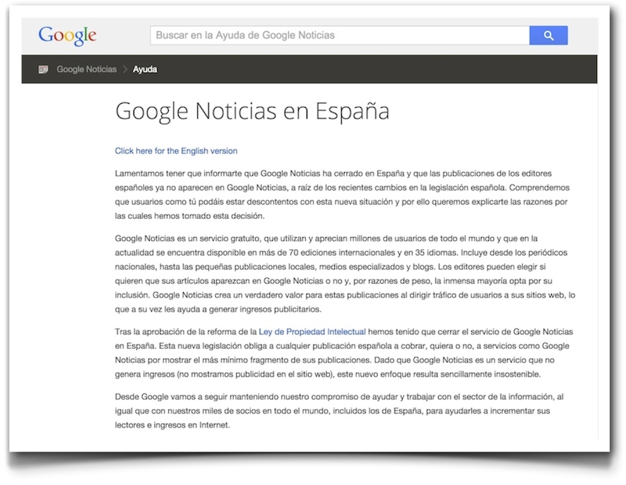 El adiós a España de Google News
