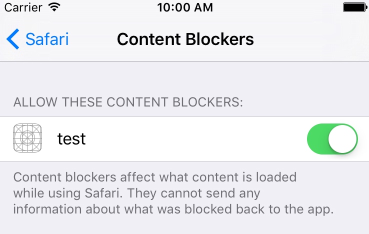 Content blockers iOS9