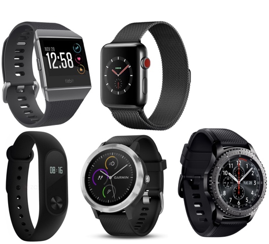Wearables: Fitbit, Apple Watch, Xiaomi, Samsung Gear, Garmin
