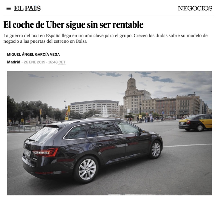 El coche de Uber sigue sin ser rentable - El País