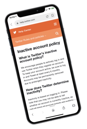 IMAGE: Twitter inactive accounts policy