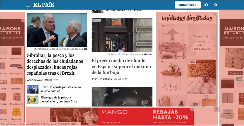 IMAGEN: Portada de El País online (Enero 2020)
