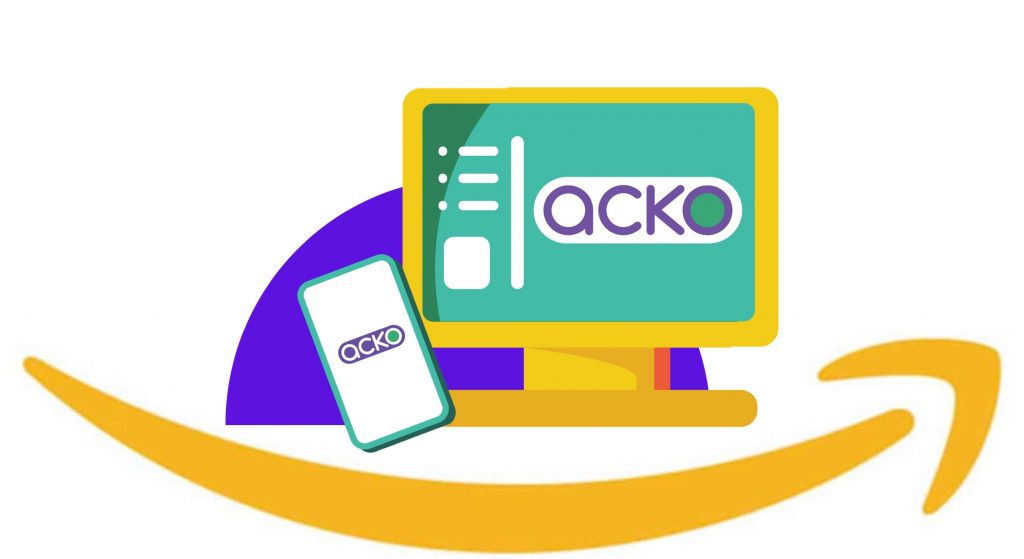 IMAGE: Acko logo and Amazon smile