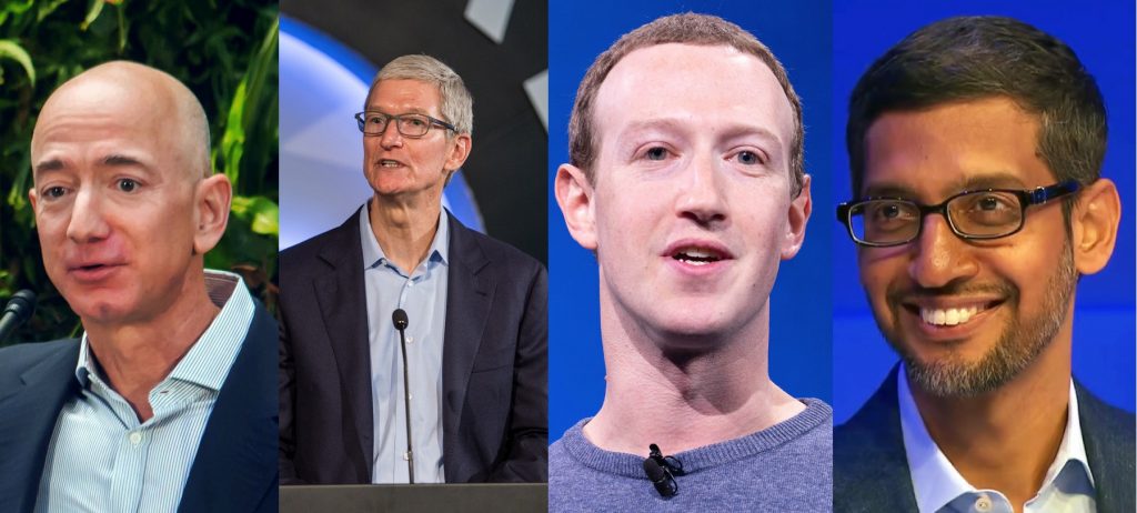 IMAGE: Jeff Bezos, Tim Cook, Mark Zuckerberg and Sundar Pichai