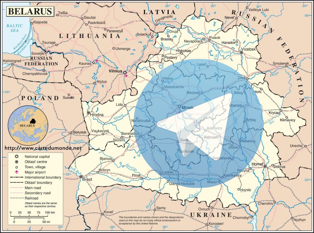 IMAGE: Belarus map and Telegram logo