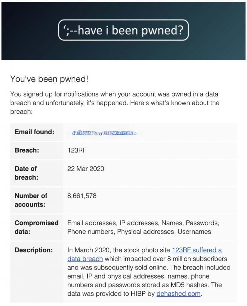 IMAGE: HaveIbeenpwned