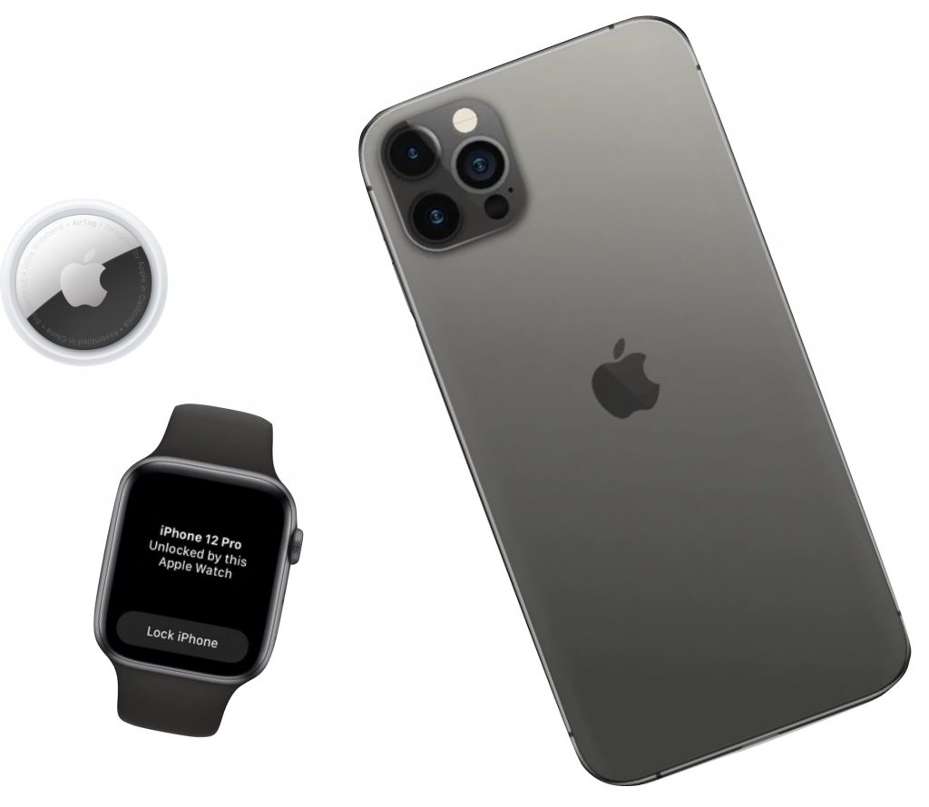 IMAGE: Apple Watch, iPhone and Airtag