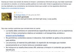 IMAGE: Negative review for Asklepios-seeds rejected by Amazon (E. Dans - CC BY)