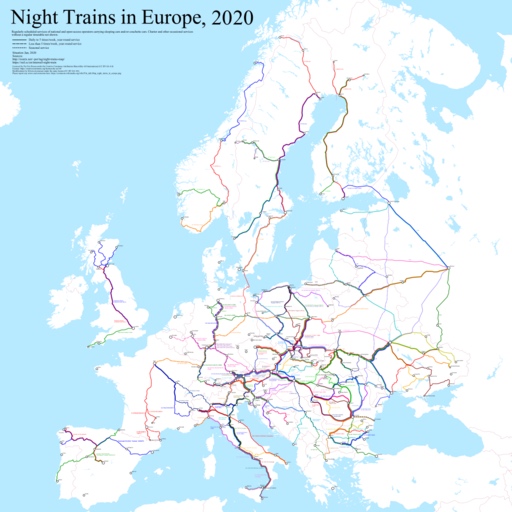 IMAGE: Map night trains in Europe - Eric Rosén, modified by Silvercowcreamer (CC BY-SA)