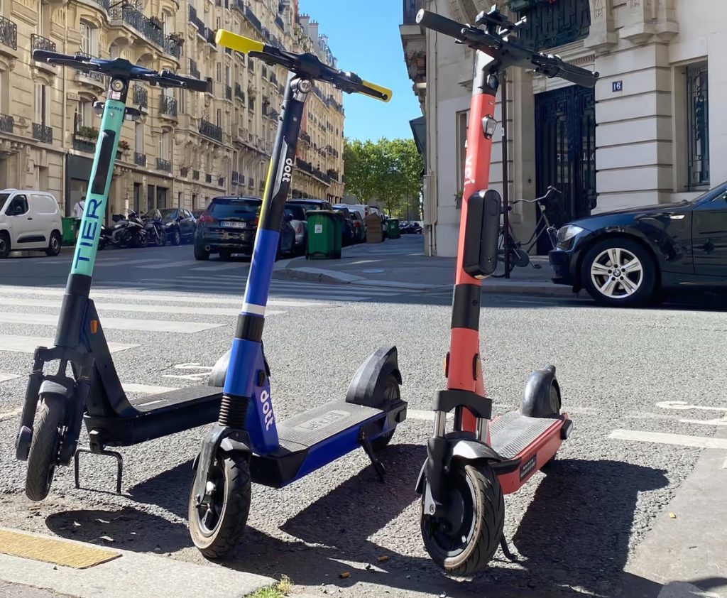 IMAGE: Scooters in a parking space