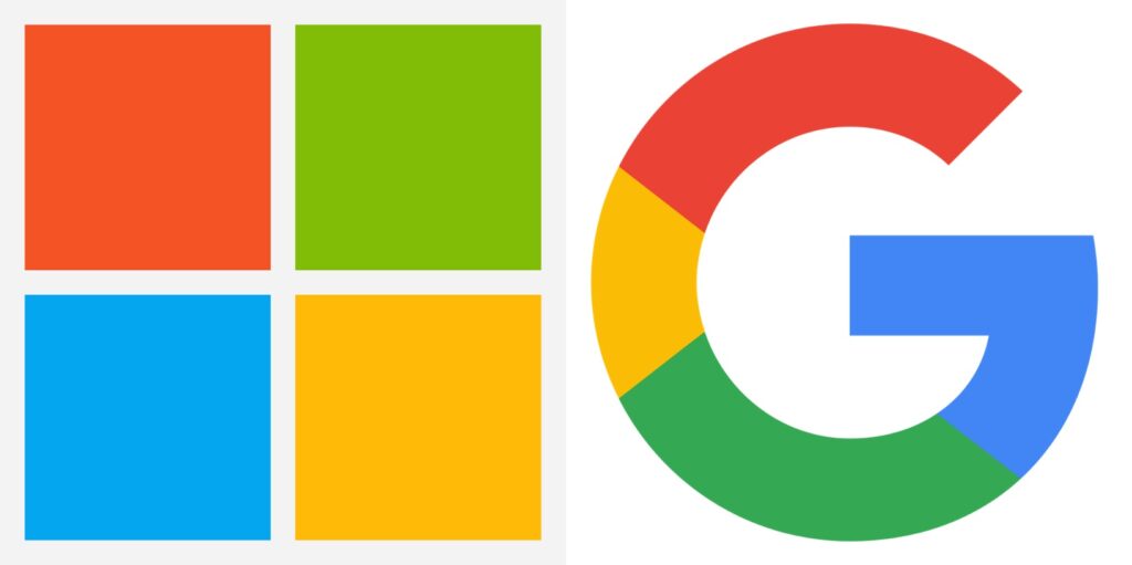 IMAGE: Microsoft and Google logos