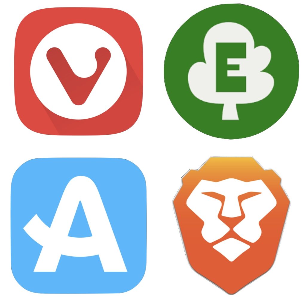 IMAGE: Aloha, Brave, Ecosia and Vivaldi logos