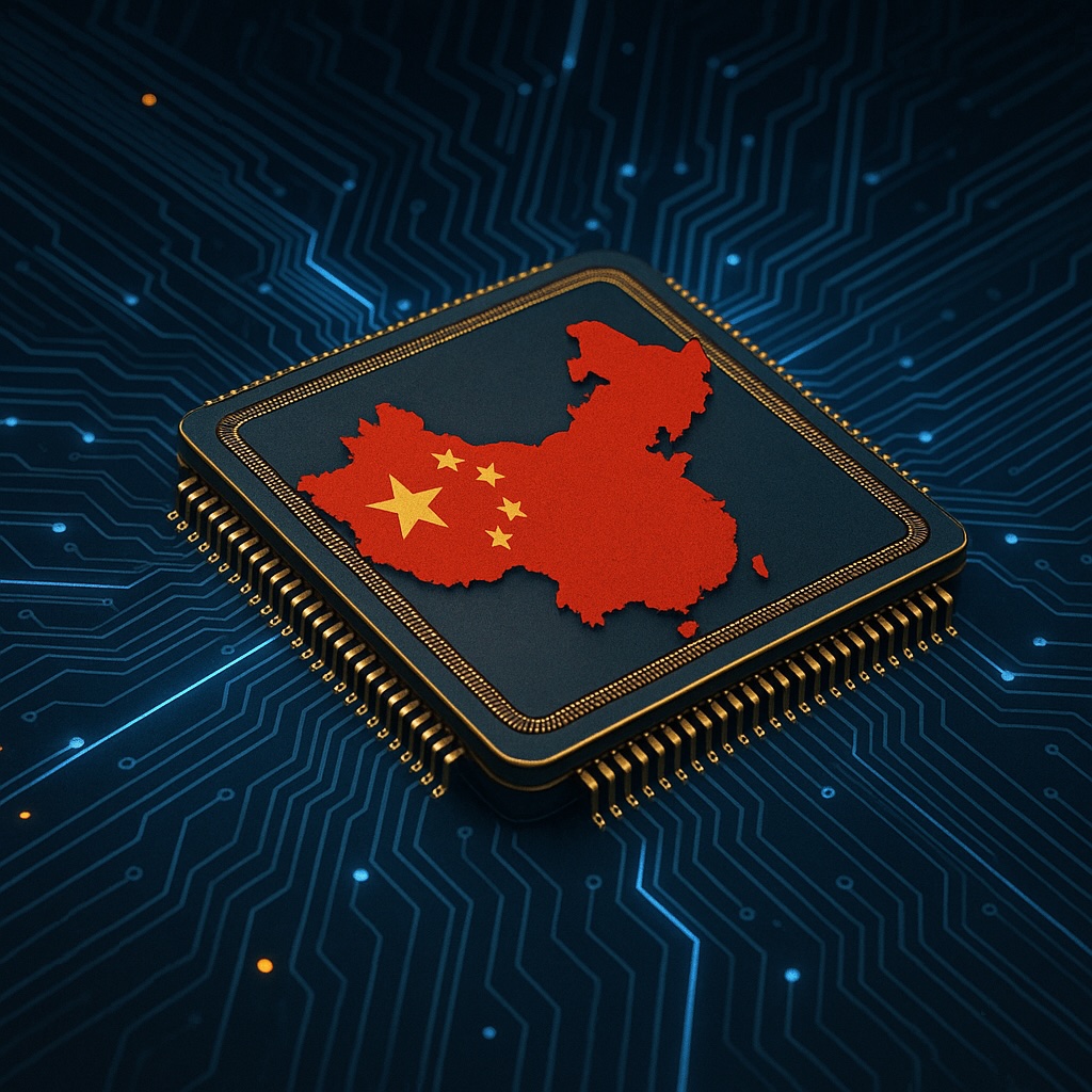 IMAGE: A microchip with the silhouette of China glowing at its center 