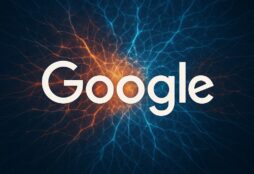 IMAGE: A glowing neural network radiates from behind the Google logo, with orange and blue energy streams symbolizing Google’s AI resurgence