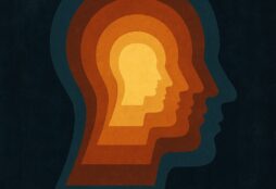 IMAGE: An abstract image of concentric human head silhouettes nested inside one another, fading from deep blue to warm orange and yellow, symbolizing layers of thought or learning at different speeds