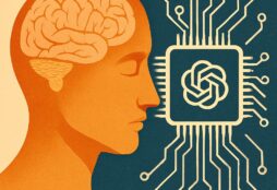 IMAGE: A split-frame illustration shows a human head with a brain on the left and a glowing AI microchip with circuit lines on the right, symbolizing the contrast between human thinking and artificial intelligence