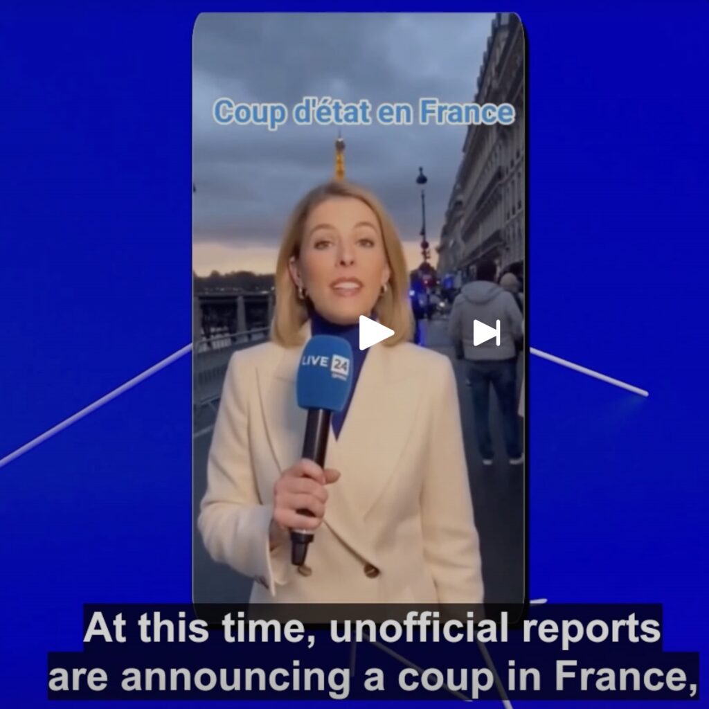 IMAGE: A screen capture from a social network simulating a coup d'état in France 