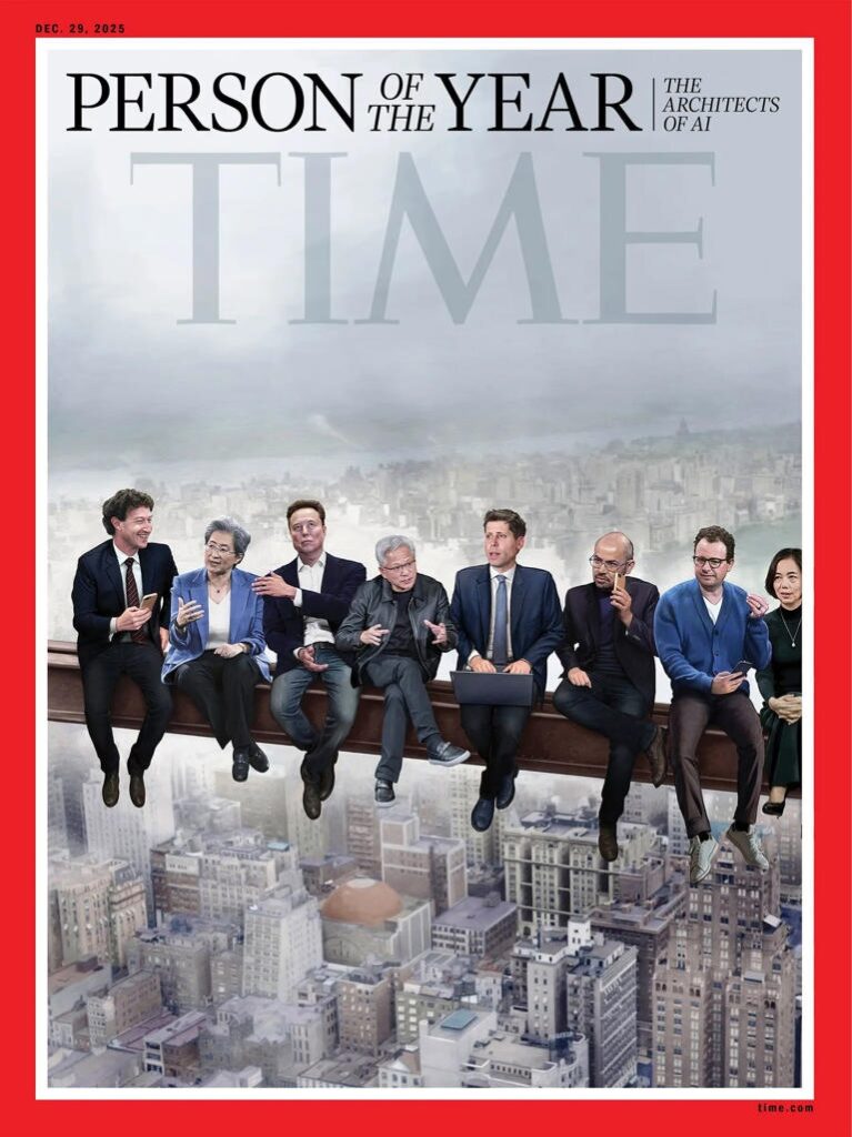IMAGE: The cover of TIME Magazine entitled "The architects of AI"