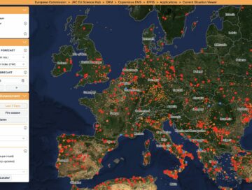 IMAGE: A map of the wildfires and surface burnt in July 2026 (EFFIS - European Forest Fire Information System)
