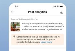 IMAGE: A stupid message from LinkedIn saying that some members "believe" an author used AI to write an article.
