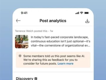IMAGE: A stupid message from LinkedIn saying that some members "believe" an author used AI to write an article.